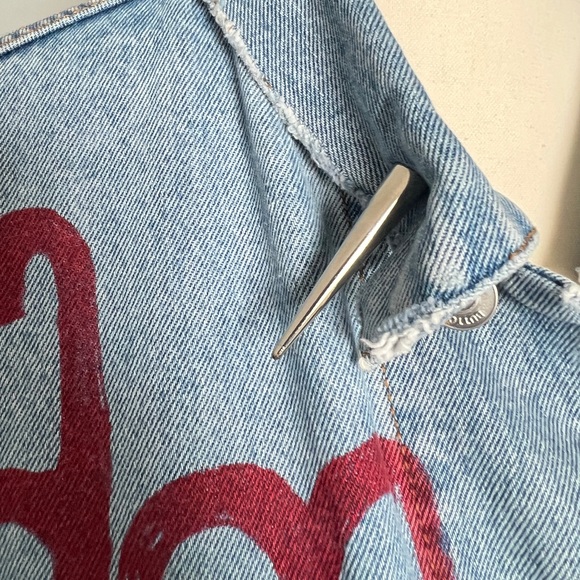 Vetements Graffiti Rivets Punk Ripped Jeans Denim Jacket - Picture 4 of 16